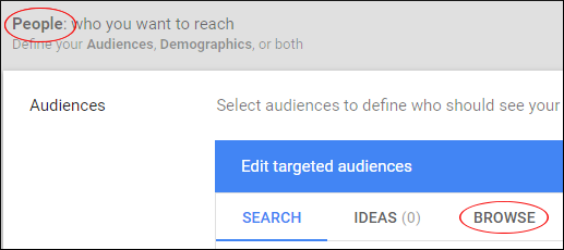 browse for remarketing lists